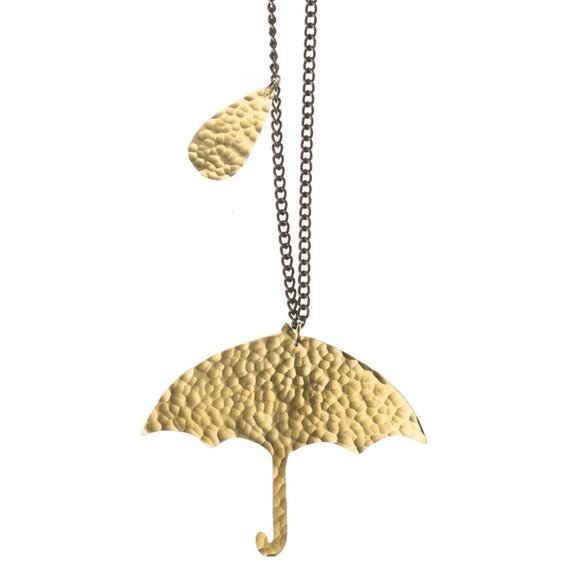 Handmade Hammered Umbrella Pendant Necklace - Picture 2 of 4